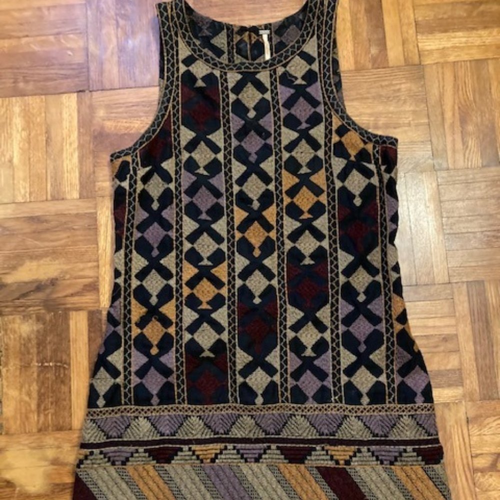 Free People Multicolor Linen Blend Dress Size XS